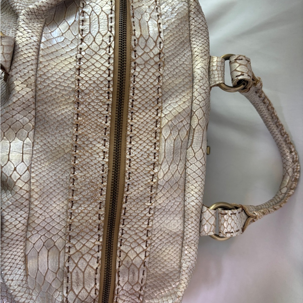 Designer CARLA MANCINI Metallic Python Leather Em… - image 9
